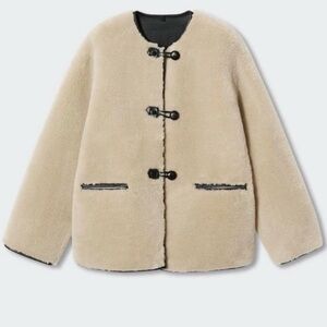 Mango fur effect coat with appliqués